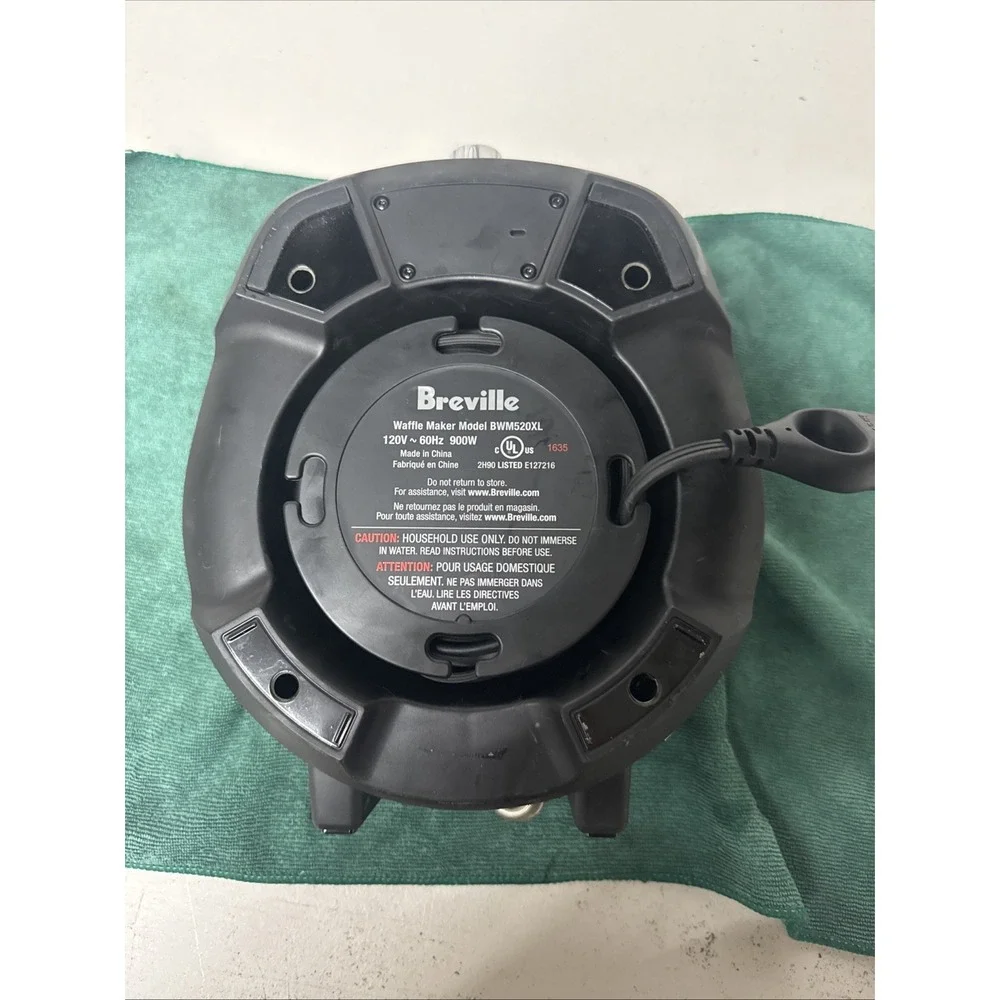 Breville Waffle Maker BWM520XL No Mess Stainless Steel WORKS Tested Clean EUC!!